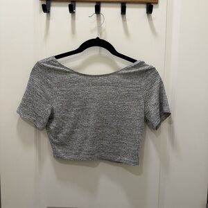 Aritzia Heather Gray Cropped Knit Top